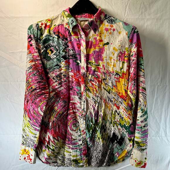 DESIGUAL Long Sleeve Colorful Swirl Ofelia Sz Large/Talla - Picture 1 of 15